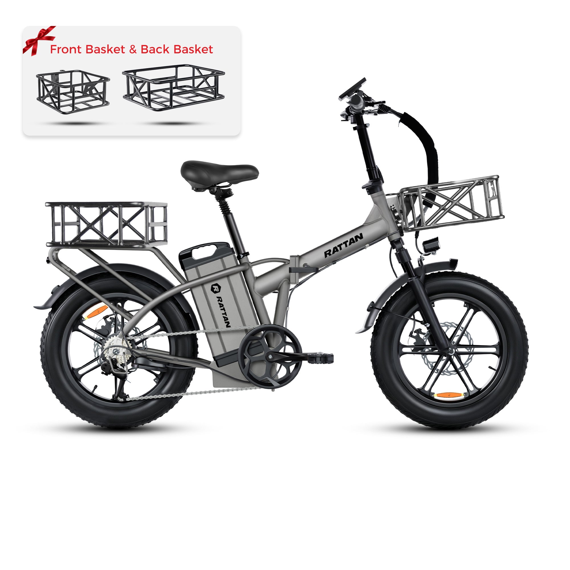electric bicycle with basket Lectric XP4 750 Step-Thru Bike in Tempest Grey | Adult Folding Electric Bike | Class 3 eBike Made from durable and lightweight materials Electric Trikes for Seniors &