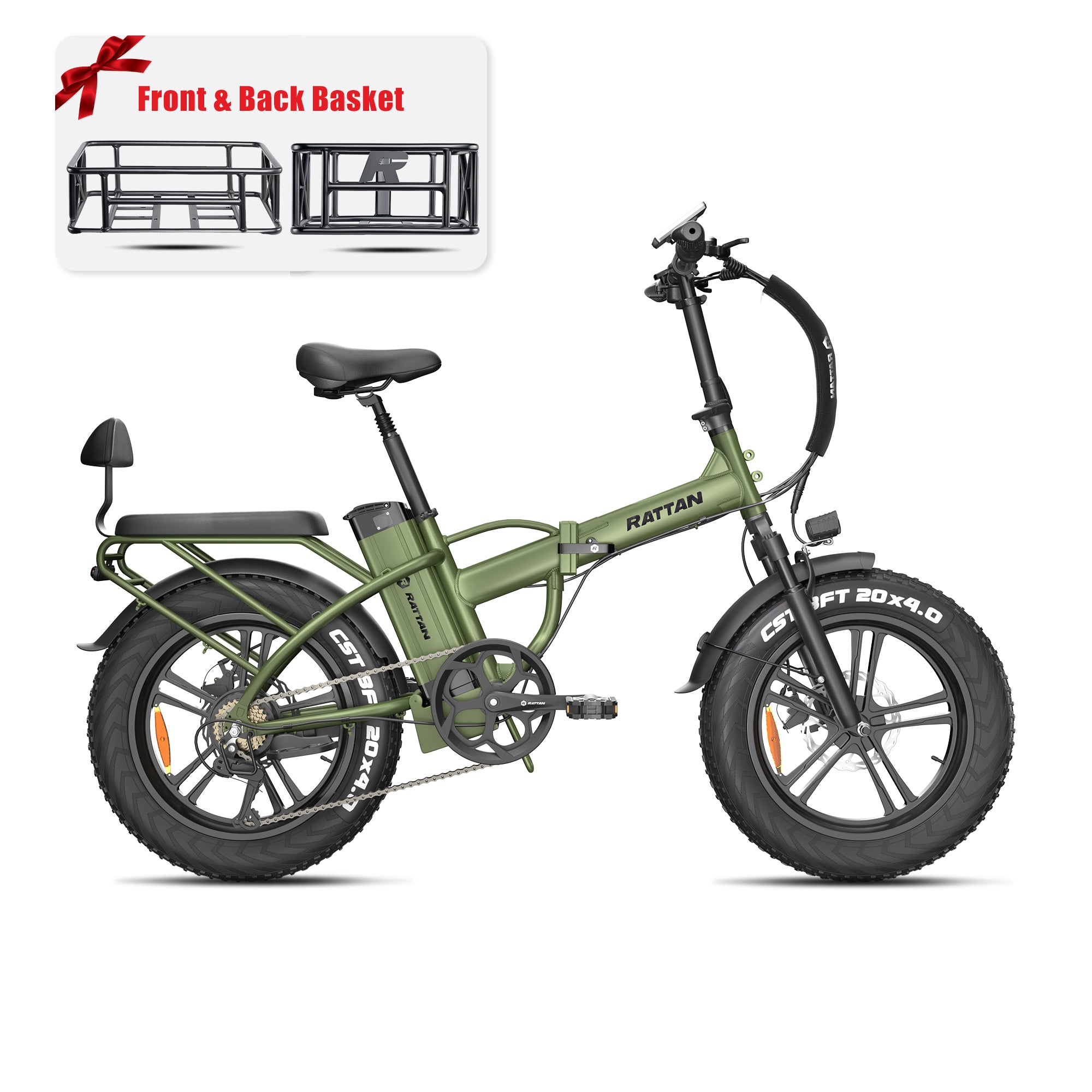 Rattan Foldable Ebikes 750W Motor 20