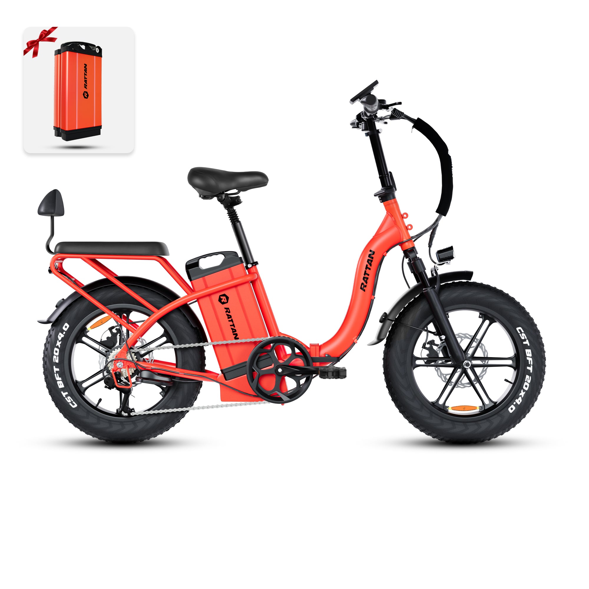electric big tire bicycle Rattan Foldable Ebikes 40.5AH Removable Battery 20" x 4.0 Fat Tire